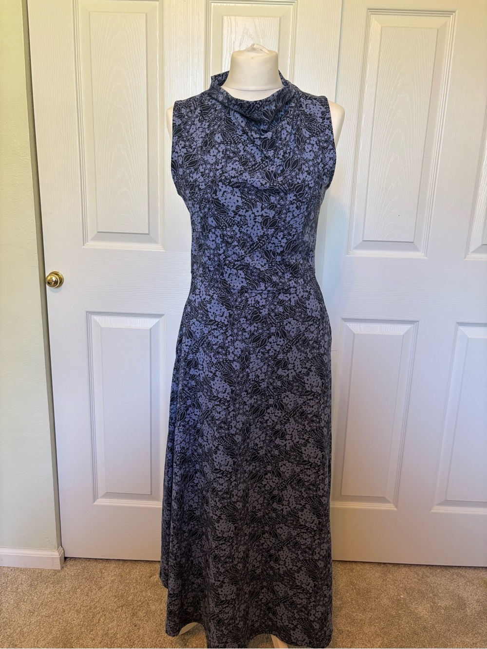 NWT Pact Organic Women’s Midnight Garden Fit and Flare Cowl Neck Dress Size M